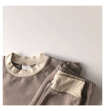 Cotton Basic Pajamas Set 無地 長袖Tシャツ ロングパンツ【mh0012698】