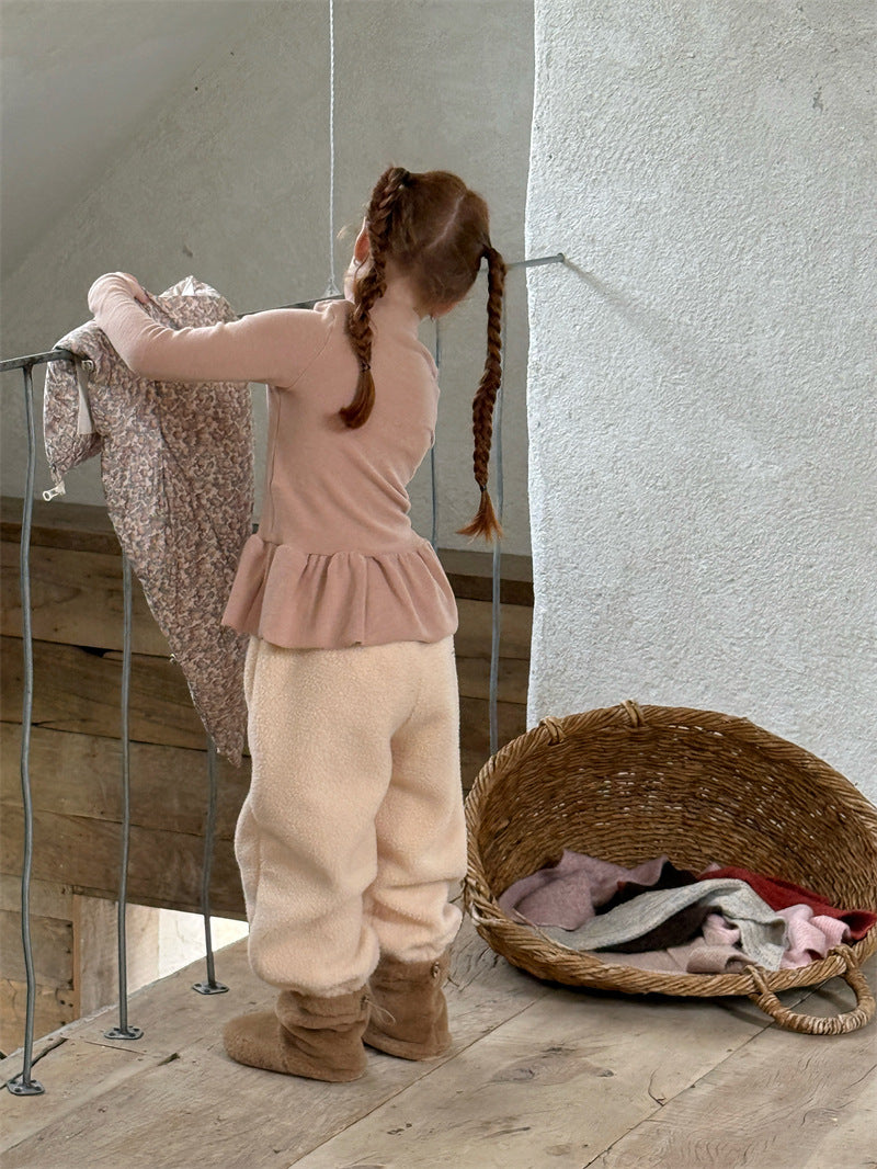 ボアパンツ ジョガー 裏起毛 ロゴ刺繍 ゆったり カジュアル ボトムス【mh0011623】