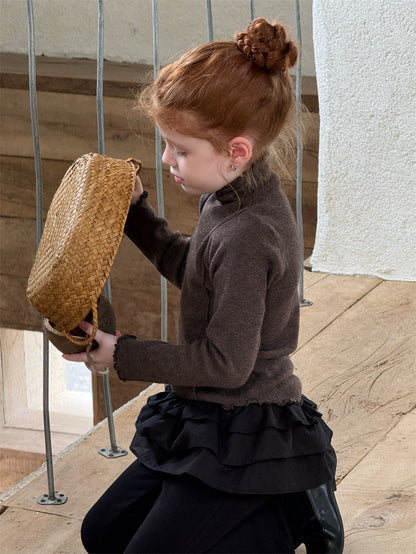 ニットトップス ハイネック ステッチ リブ シンプル モード 長袖【mh0011620】