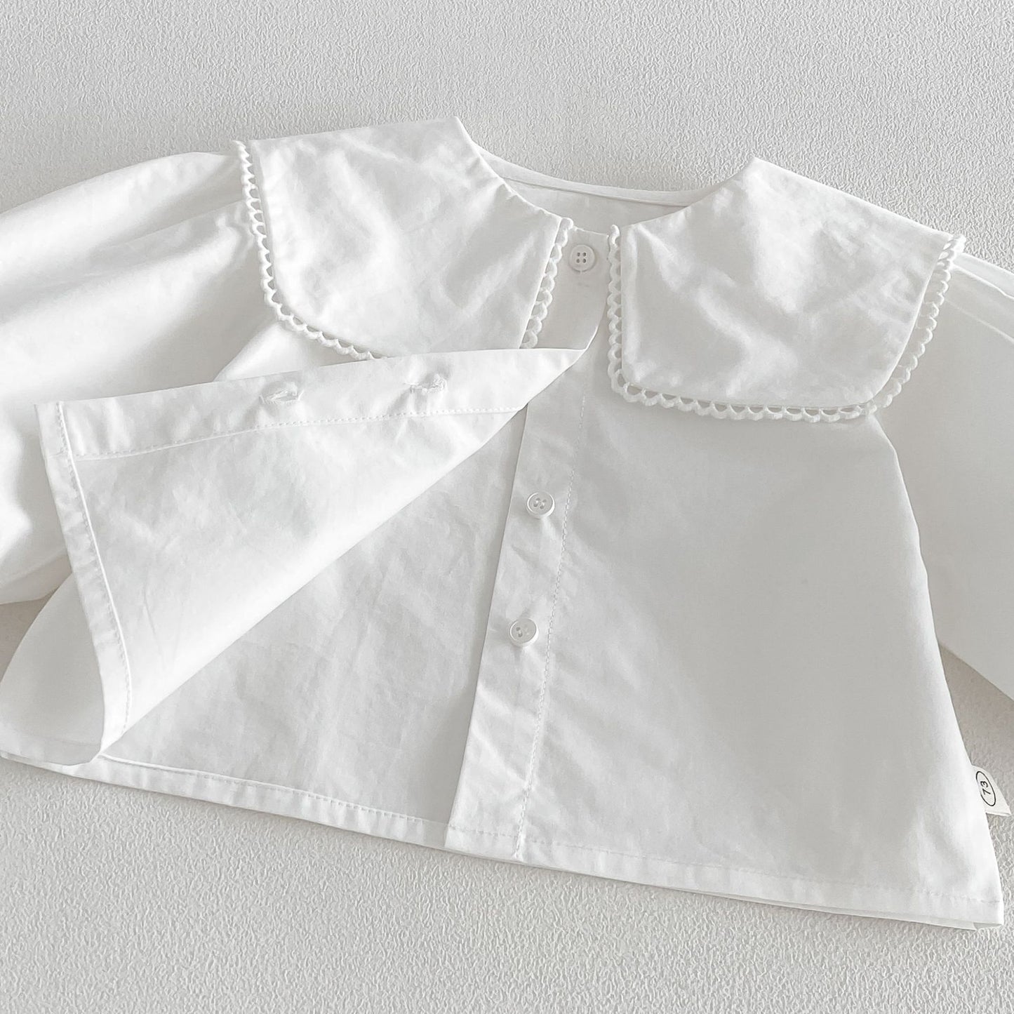 Camisa de manga larga con cuello grande y lazo, y pichi para niños [mh0014034]