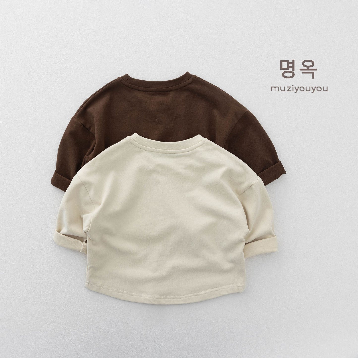 キッズ コットン レター プリント ルーズシルエット 長袖Tシャツ【mh0014180】