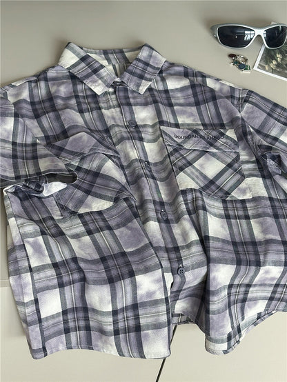 Tie-Dye Check Shirt タイダイ チェック 半袖シャツ【mh0012965】