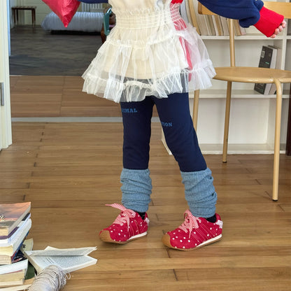 レギンスパンツ 裏起毛 ロゴ刺繍 ドッキング リブ ボトムス【mh0011611】