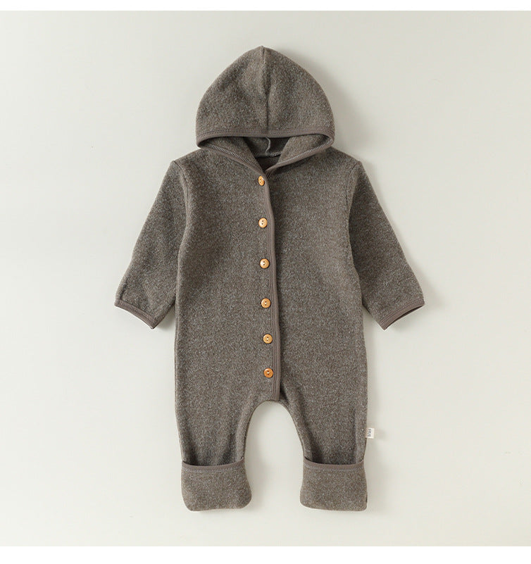 長袖フーディジャンプスーツ シンプルロンパース【mh0011704】