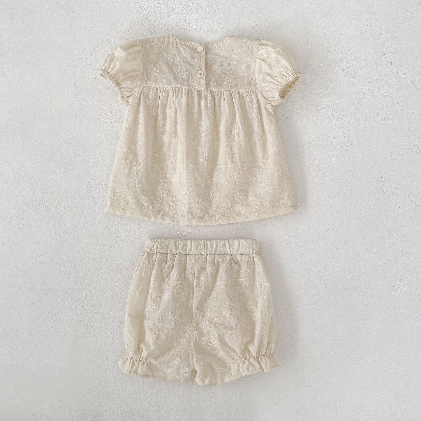 Embroidered Ruffle Romper And Blouse Shorts フリル ロンパース ブラウス ショートパンツ【mh0013163】