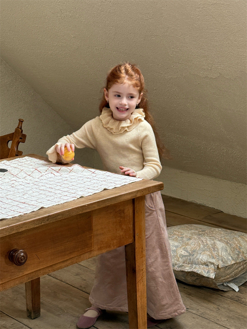 コーデュロイパンツ ワイド ダブルボタン ハイウエスト カジュアル ボトムス【mh0011614】