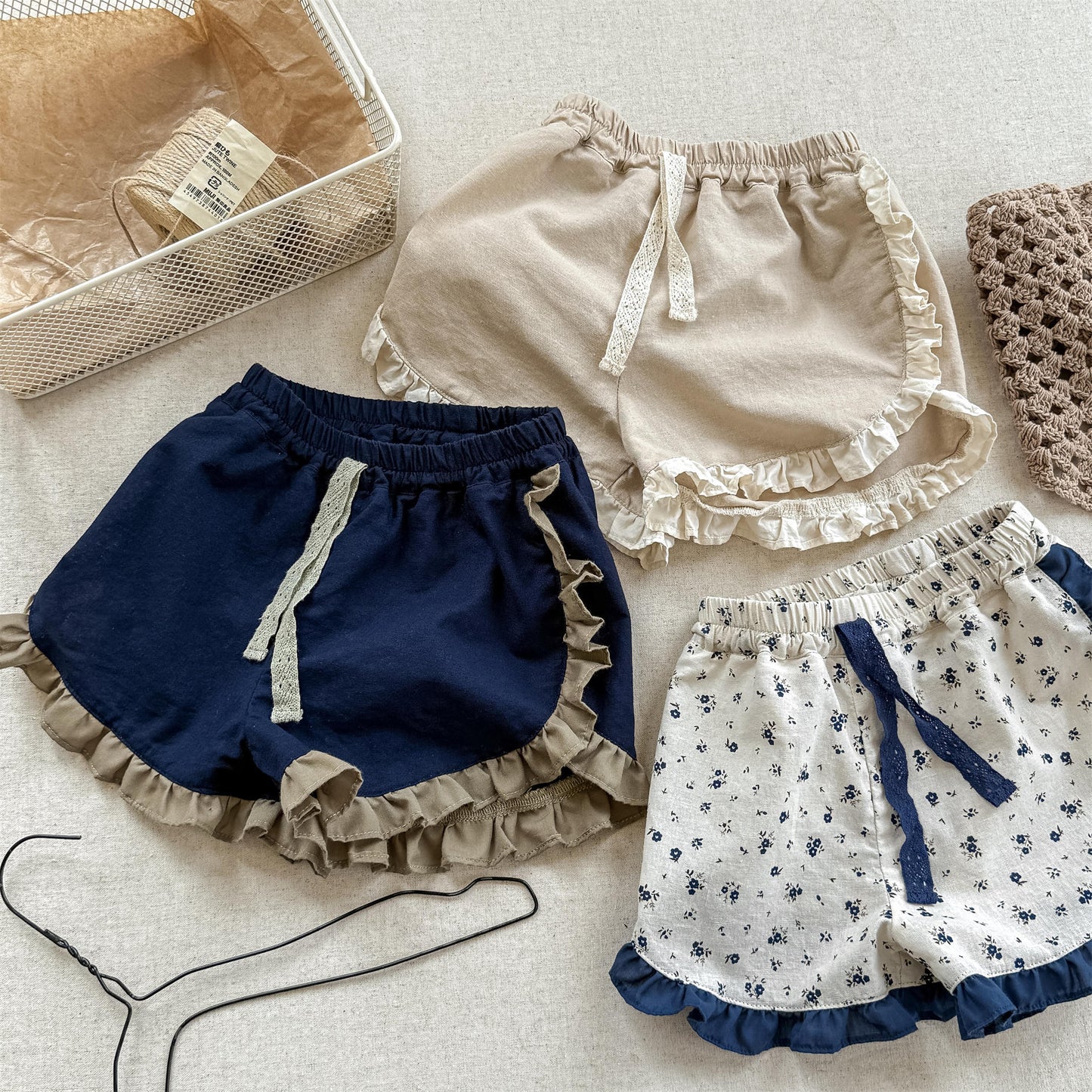 Flower Print Ruffle Cotton Shorts 花柄 コットン ショートパンツ【mh0012655】