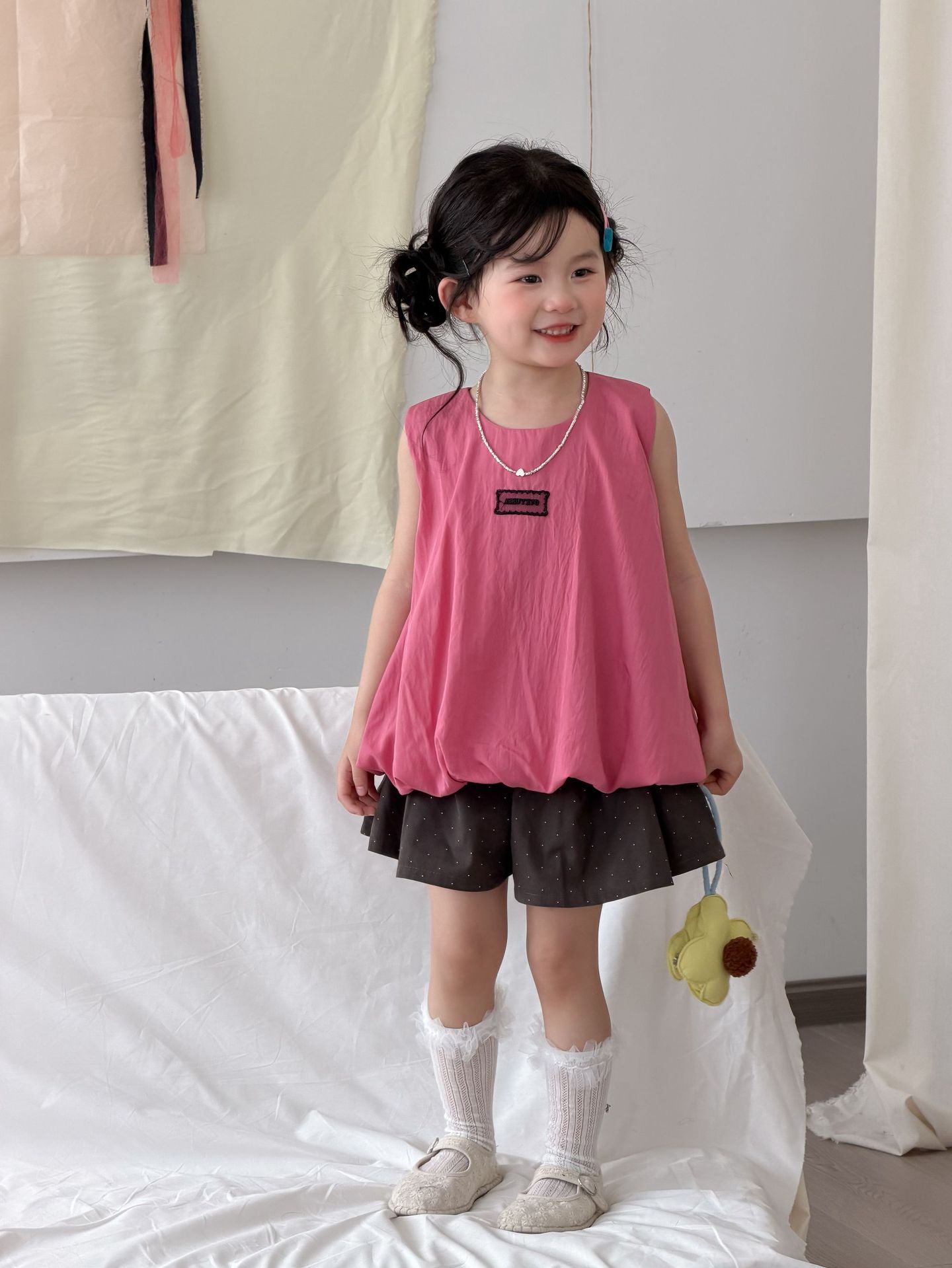 Balloon Hem Sleeveless Tunic Top バルーン ノースリーブ チュニック【mh0012748】