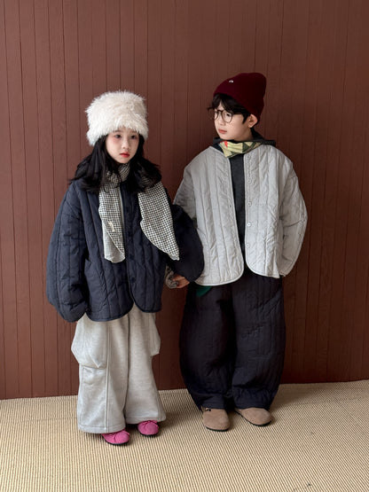 キルティングジャケット キッズ 中綿 厚手 ノーカラー ショート丈 カジュアル アウター【mh0011679】