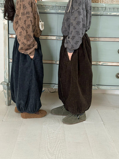 キッズ バルーンワイドパンツ、伸縮ウエストのルーズシルエット