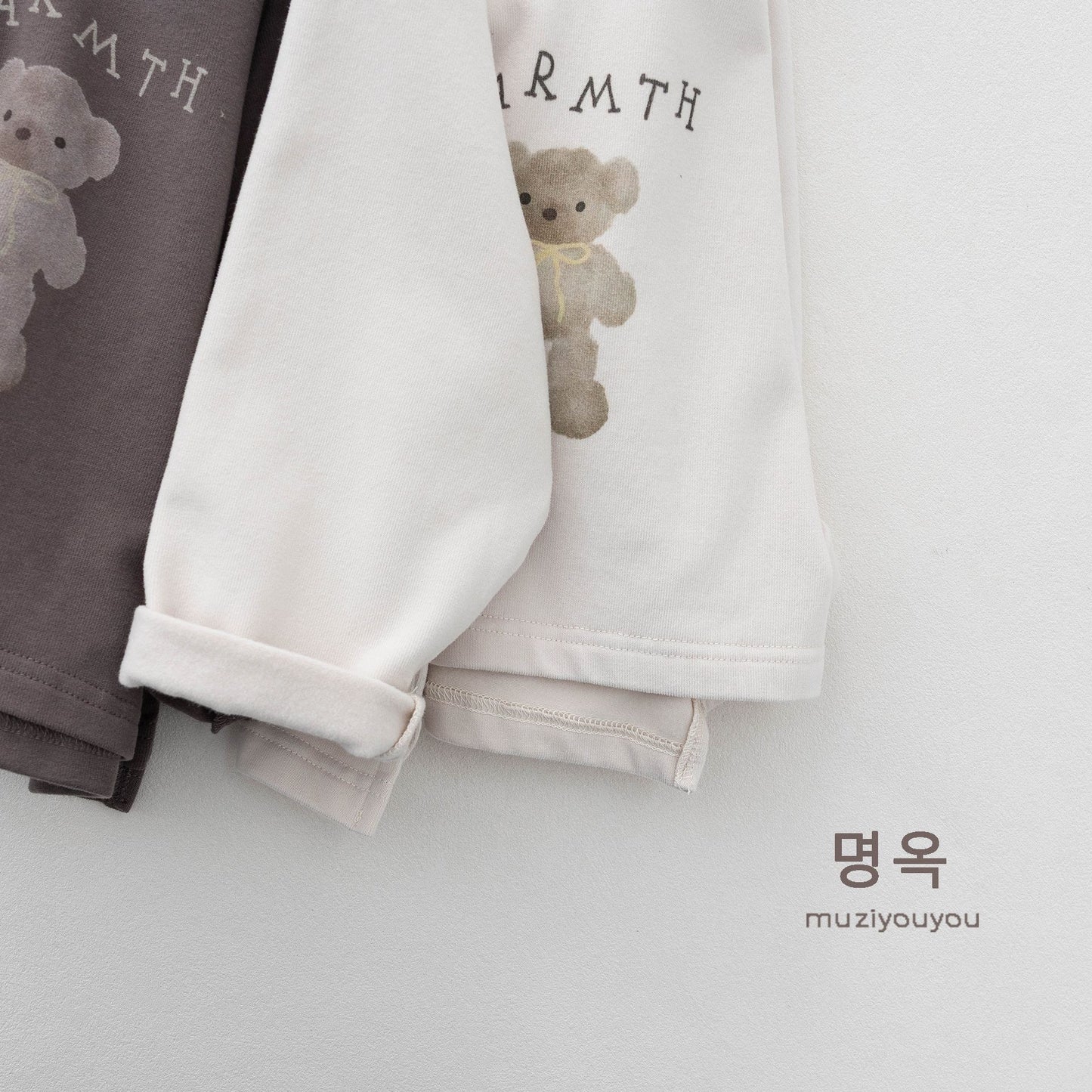 キッズ ベア レター プリント フード付き 長袖Tシャツ【mh0014181】