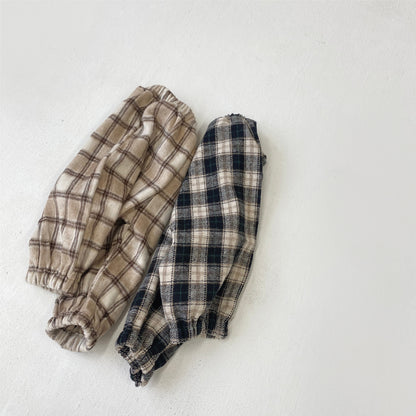 チェックパンツ 裏起毛 ゆったり バルーンシルエット カジュアル ボトムス【mh0011632】