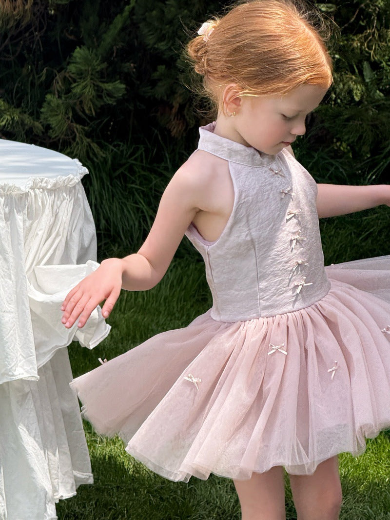 Bow Tulle Halter-Neck Elegant Princess Dress チュール ホルターネックワンピース【mh0013239】