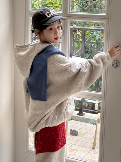 セットアップ キッズ 裏起毛 ボア 厚手 プルオーバー フード付 カジュアル【mh0011662】