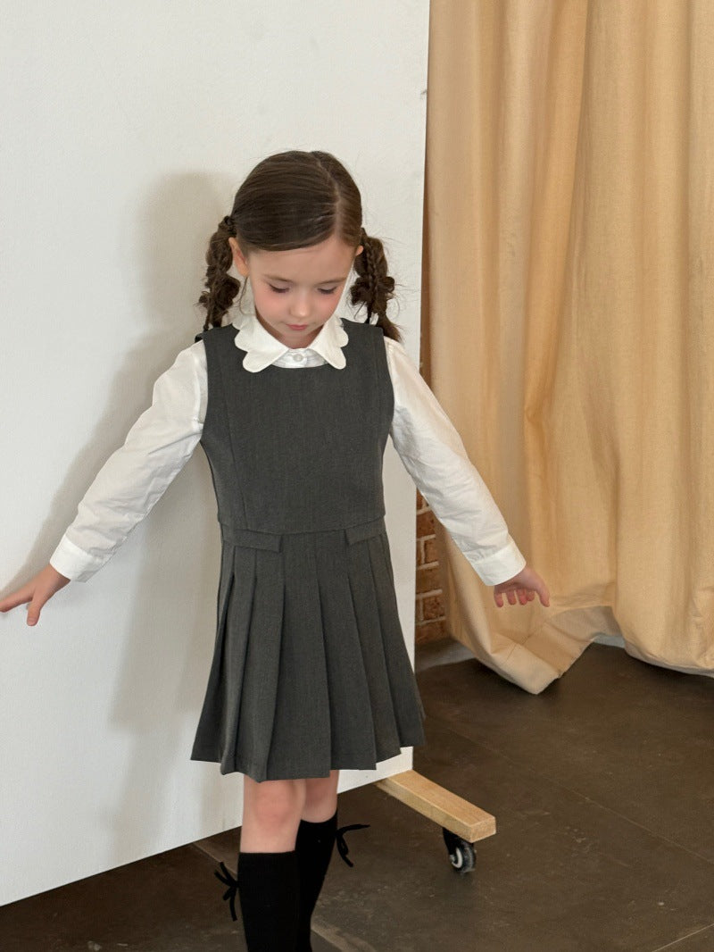 Kids' Sleeveless Pleated Dress with Waist Seam【mh0014072】