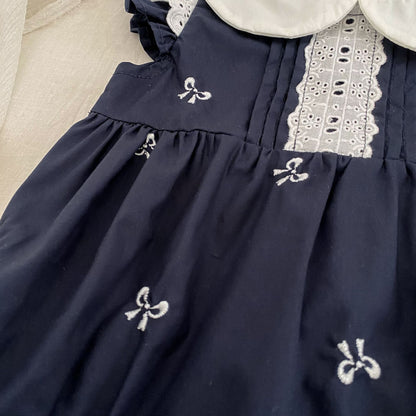 Bow Embroidery Ruffle Romper Dress ラッフル ロンパース ワンピース【mh0013161】