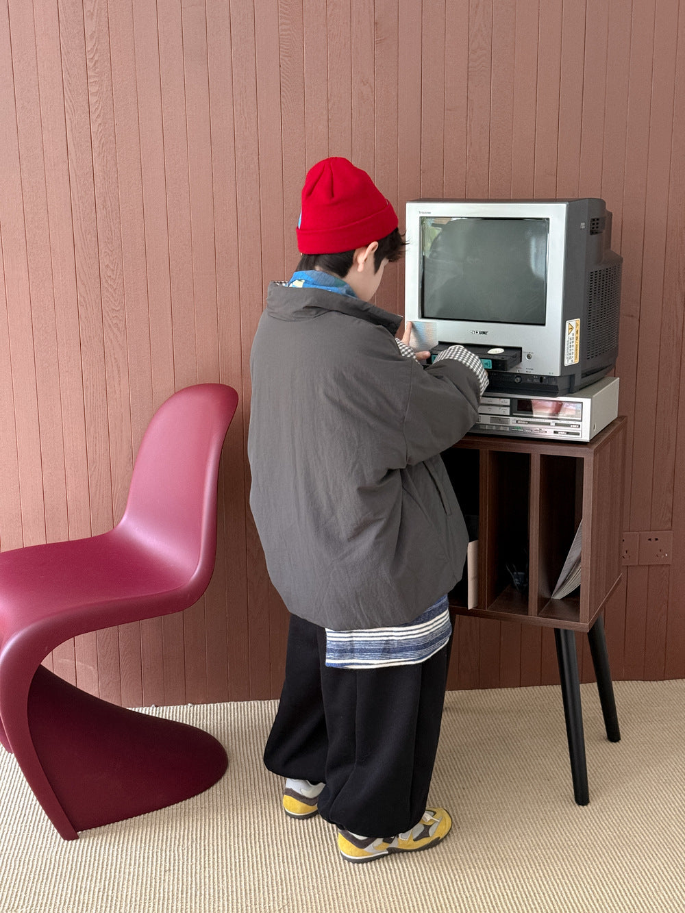 中綿ジャケット キッズ チェック柄 スタンドカラー 厚手 ショート丈 カジュアル アウター【mh0011667】