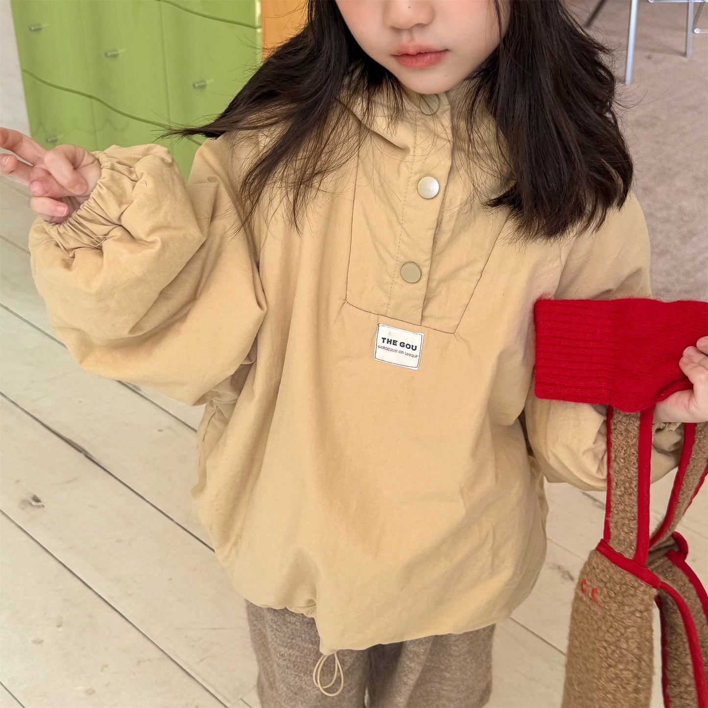 パフジャケット フーディ ストライプ プルオーバー アウター 中綿【mh0011613】