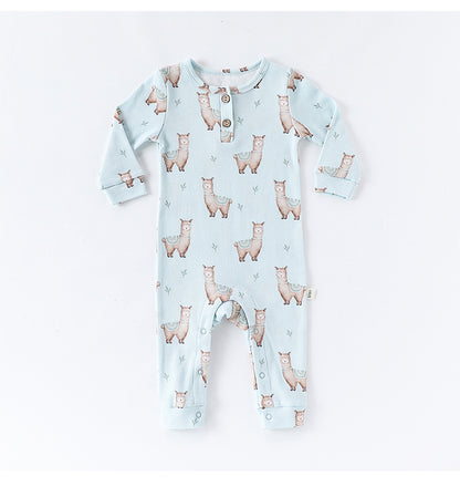 長袖ジャンプスーツ アニマルプリント ロンパース【mh0011725】