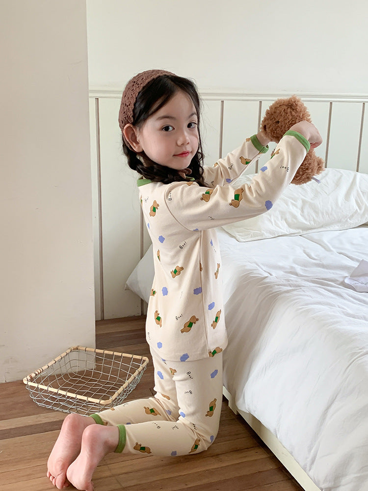 Long Sleeve Printed Pajamas 長袖 プリント パジャマ セット【mh0012243】