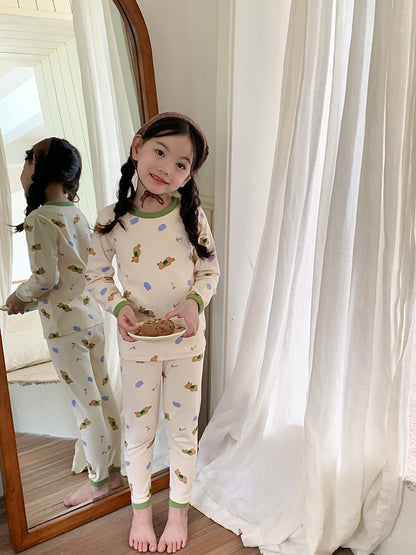 Long Sleeve Printed Pajamas 長袖 プリント パジャマ セット【mh0012243】