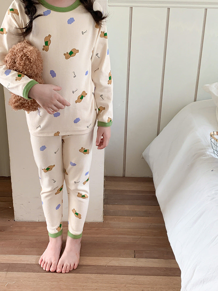 Long Sleeve Printed Pajamas 長袖 プリント パジャマ セット【mh0012243】