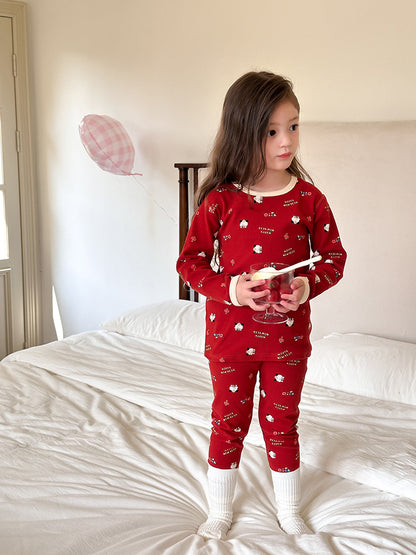 Long Sleeve Printed Pajama Set 長袖 プリント パジャマ セット【mh0012244】