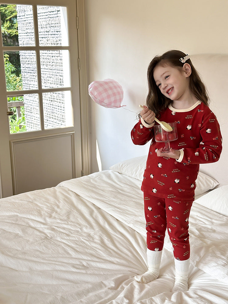 Long Sleeve Printed Pajama Set 長袖 プリント パジャマ セット【mh0012244】