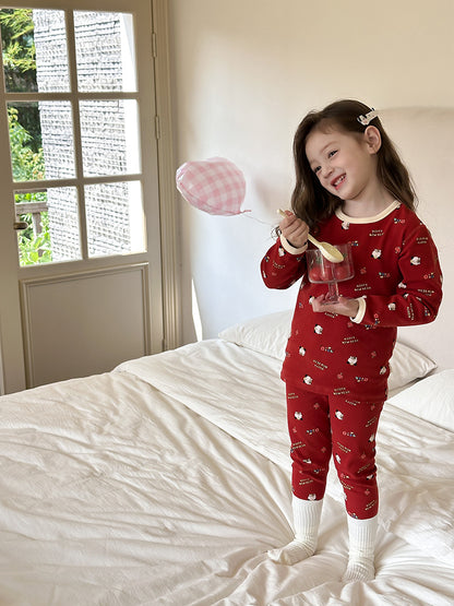 Long Sleeve Printed Pajama Set 長袖 プリント パジャマ セット【mh0012244】