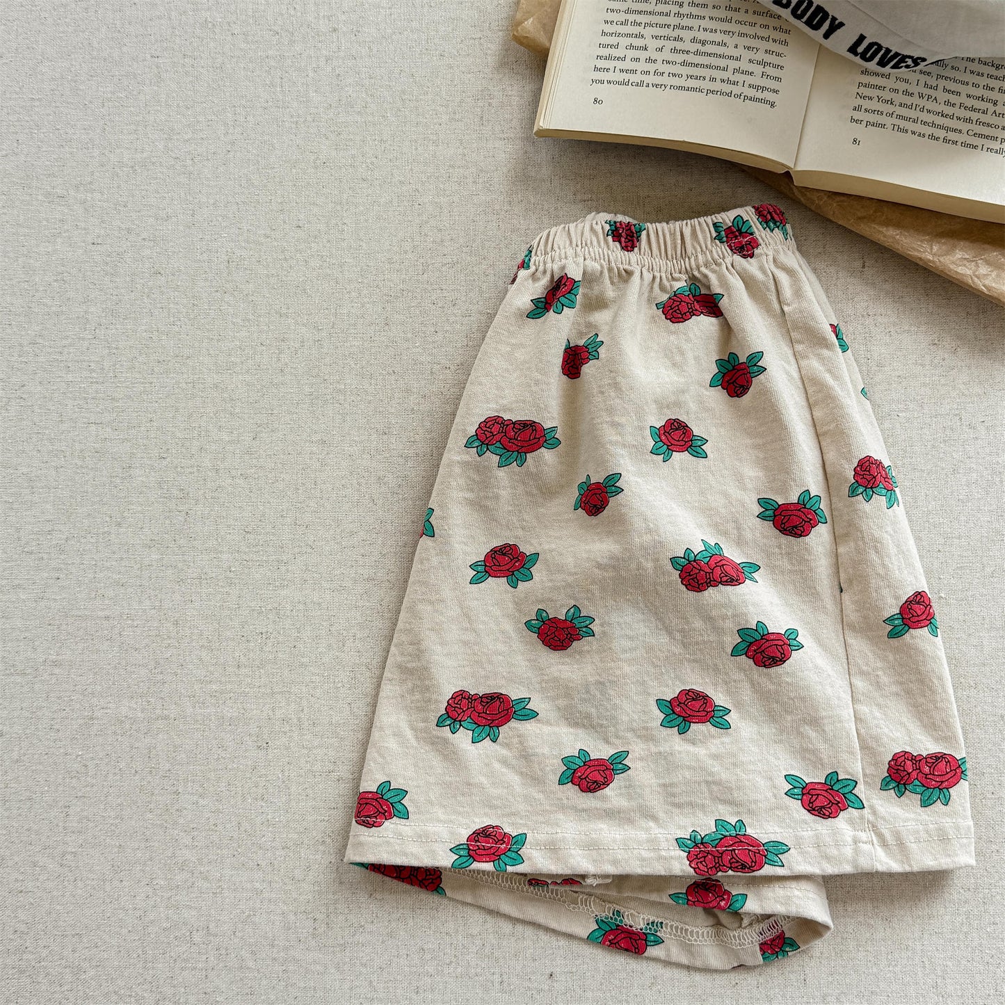 Rose Flower Graphic Cotton Skirt ローズ プリント コットン スカート【mh0012653】