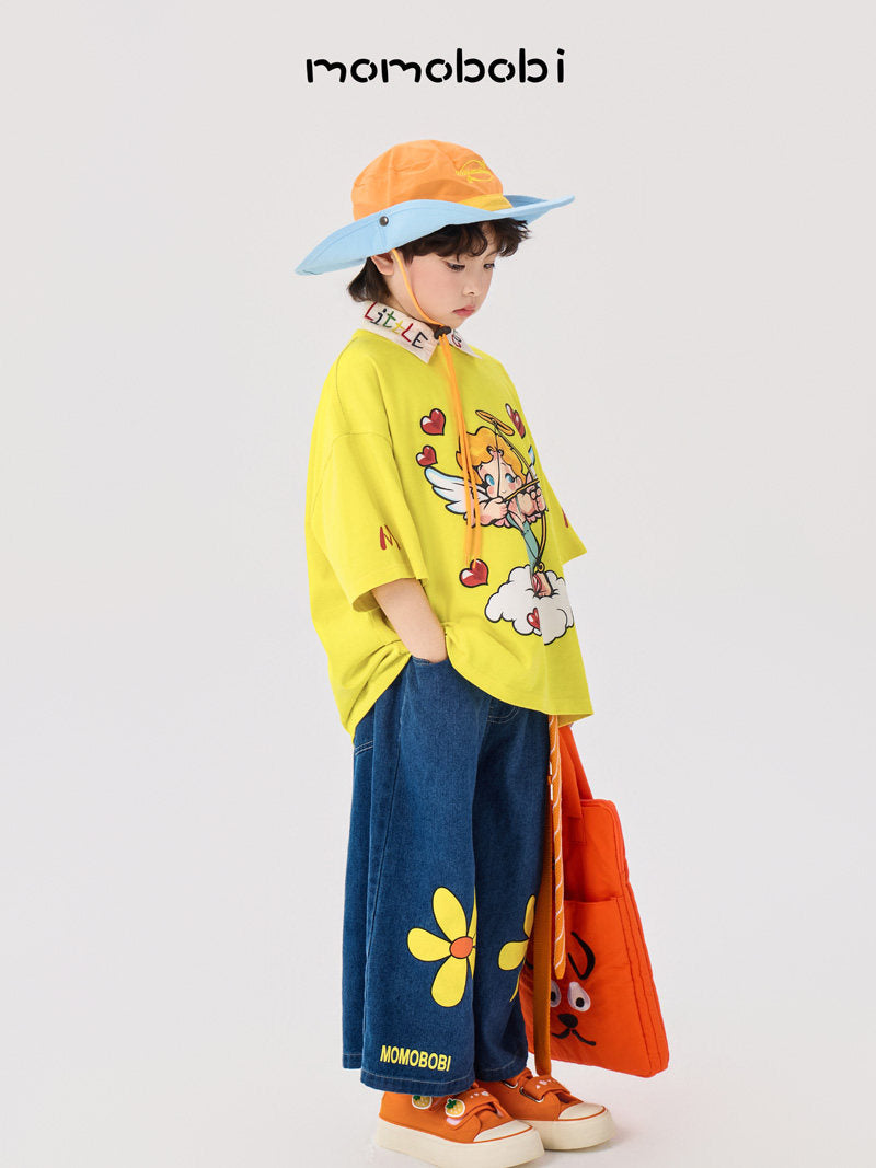 Flower Print Denim Cropped Pants フラワー デニムパンツ【mh0013001】