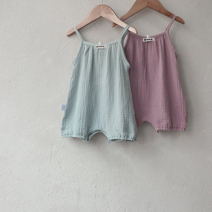 Rabbit Embroidered Gauze Romper