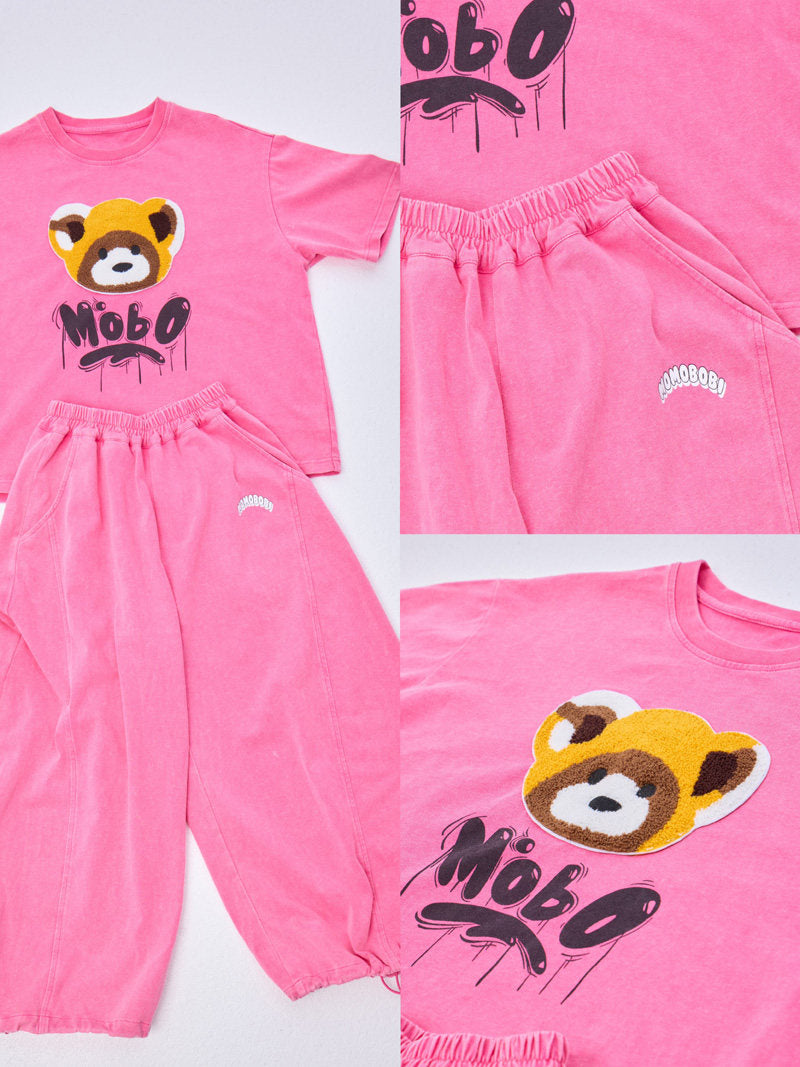 Flock Print Raccoon Tee & Wide Pants アライグマ 半袖Tシャツ ロングパンツ セット【mh0013005】