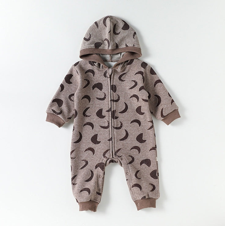 ジャンプスーツ 裏起毛 フード付 長袖 プリント【mh0011710】