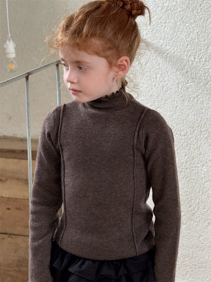 ニットトップス ハイネック ステッチ リブ シンプル モード 長袖【mh0011620】