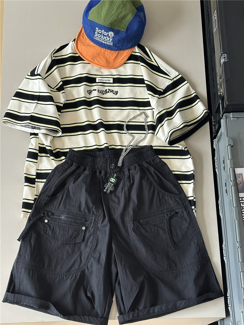 Cargo Pocket Shorts ジッパーポケット ハーフパンツ【mh0012964】