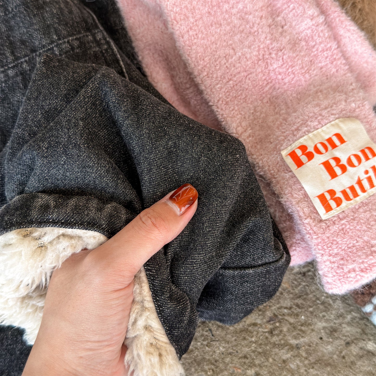 デニムパンツ 裏ボア 裾ボア ドッキング ゆったり ボトムス【mh0011610】