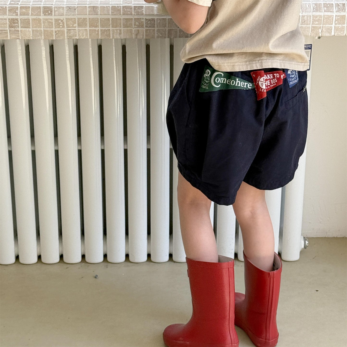 Pennant Patch Graphic Cotton Shorts ワッペン ショートパンツ【mh0012650】