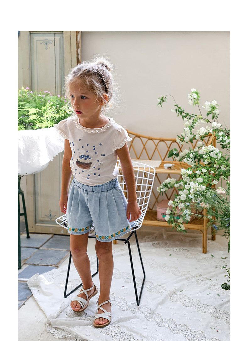 Floral Embroidered Denim Shorts 刺繍 デニムショートパンツ【mh0012988】