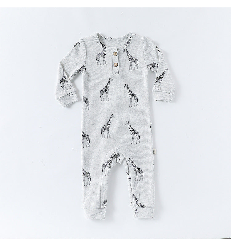 長袖ジャンプスーツ アニマルプリント ロンパース【mh0011725】