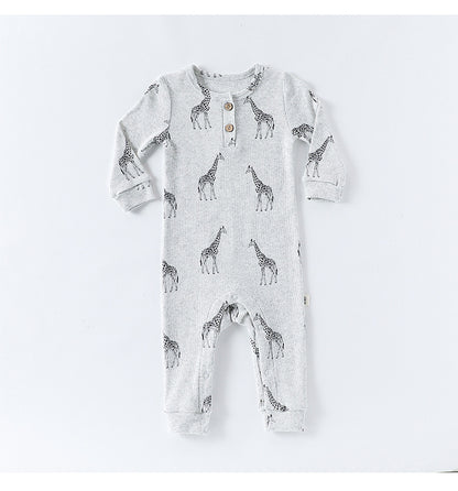 長袖ジャンプスーツ アニマルプリント ロンパース【mh0011725】