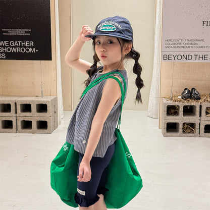 Striped Sleeveless Tank Top ストライプ ノースリーブブラウス【mh0013229】