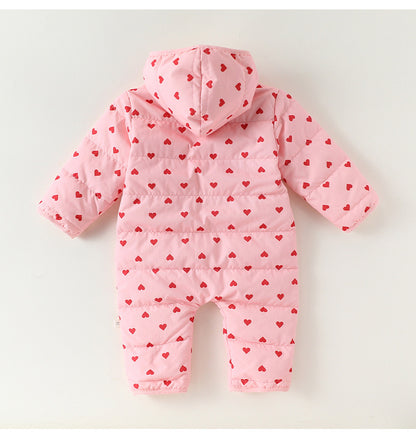 アウタージャンプスーツ プリント 中綿 厚手 フード付 キルティング【mh0011700】