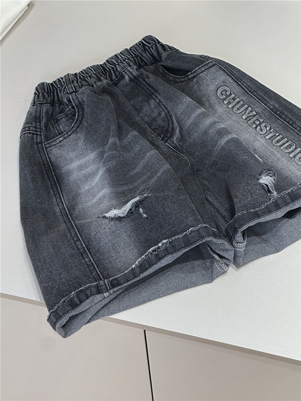 Letter Denim Shorts ロゴ デニムハーフパンツ【mh0012961】