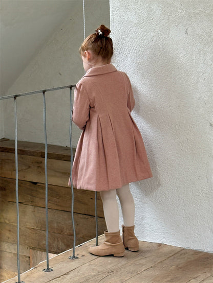 ウールコート ミディ丈 Aライン 襟付き リボンベルト ドレッシー【mh0011622】