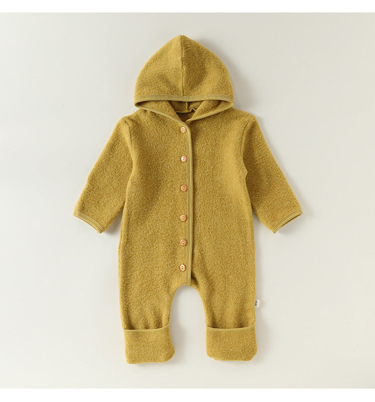 長袖フーディジャンプスーツ シンプルロンパース【mh0011704】