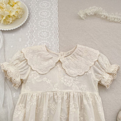 Embroidered Puff Sleeve Romper And Dress 刺繍 パフスリーブ ロンパース ワンピース【mh0013166】