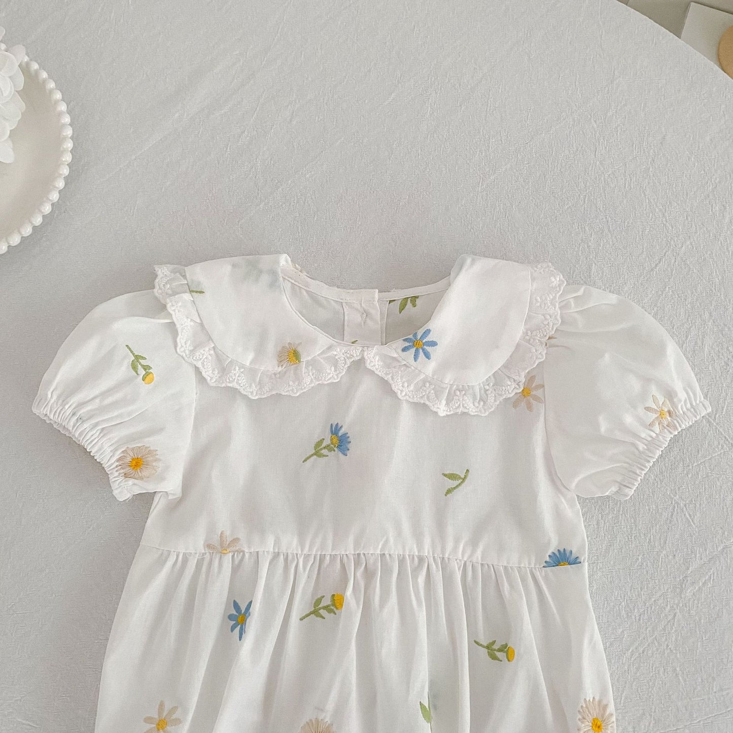 Floral Puff Sleeve Romper Dress パフスリーブ ロンパース ワンピース【mh0013167】