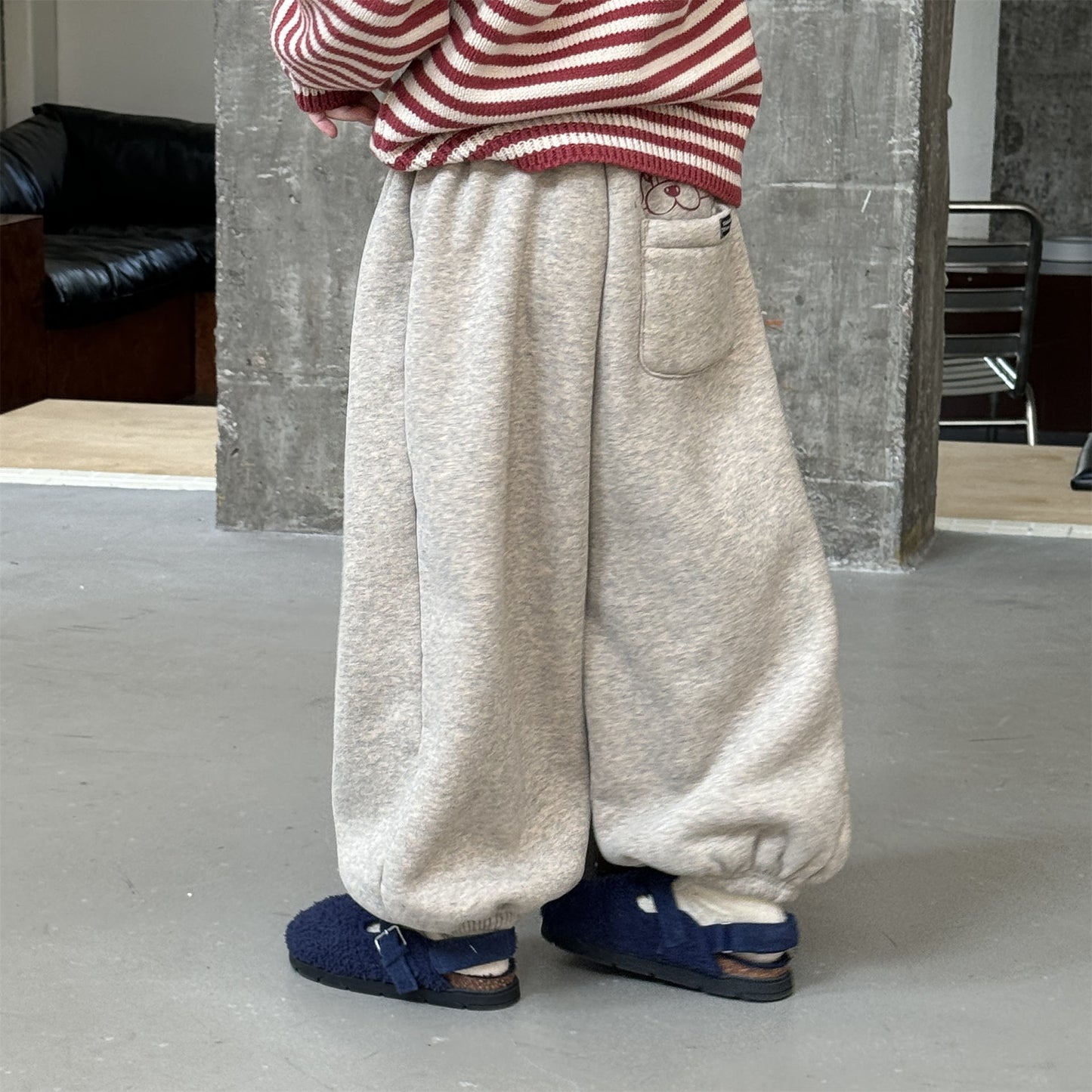 スウェットパンツ 裏ボア ロゴ刺繍 ゆったり ジョガーボトムス【mh0011607】