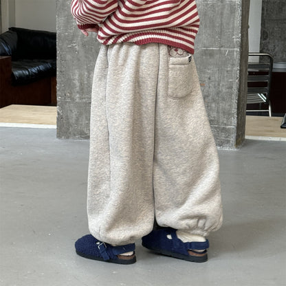 スウェットパンツ 裏ボア ロゴ刺繍 ゆったり ジョガーボトムス【mh0011607】